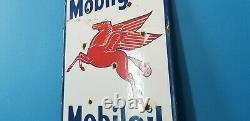 Ancienne Station De Service D'essence De Porcelaine D'essence Mobil Pompe Pegasus Sign