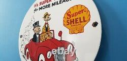 Ancienne Station De Service D'essence De Porcelaine Super Shell Mutt & Jeff Pump Sign