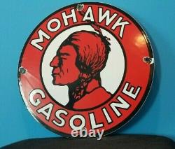Ancienne Station De Service D'essence Mohawk Porcelaine De L'indian Gas Motor Oil Pump Sign