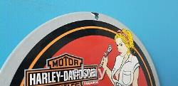 Ancienne Station De Service De Porcelaine De Moto Harley Davidson Spark Gas Pump