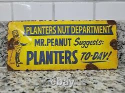 Anciennes Planteurs Porcelaine Signe Mr Peanut Gas Station Snack Nuts USA Oil Service