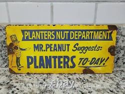 Anciennes Planteurs Porcelaine Signe Mr Peanut Gas Station Snack Nuts USA Oil Service