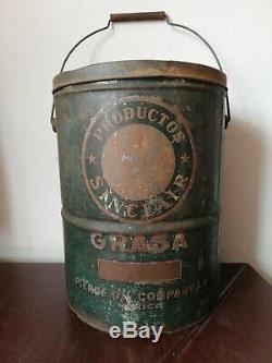 Antique Mexicaine Sinclair Pierce Graisse Oil Gas Can Service Station De La Htf De 20