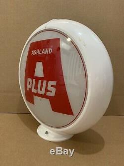 Ashland Plus De Pompe À Gaz Globe Lumière Vintage Verre Garage Station Service Objectif