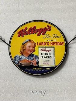 Assiette publicitaire en porcelaine rare pour station-service à l'huile Kellogg's Corn Flakes