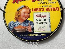 Assiette publicitaire en porcelaine rare pour station-service à l'huile Kellogg's Corn Flakes