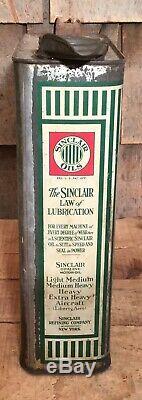 Au Début Vintage 1 Gal Sinclair Opaline Huile Moteur Oiler Tin Can Service Station Gaz