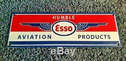 Aviation Esso Vintage Produits Oil Service Porcelain Station Pump Plate Sign