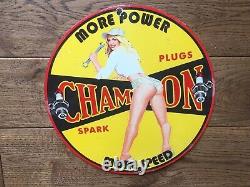 Champion Spark Plugs Porcelaine Panneau Gaz Et Huile Garage Service Station Panneau