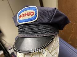 Chapeau d'uniforme de casquette d'employé de station-service Sohio Oil Gas des années 1940 en taille 6 7/8