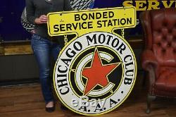 Chicago Motor Club D'origine Aaa Porcelain Connexion Station Service Garage Concessionnaire