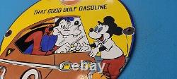 Enseigne de pompe à essence en porcelaine Vintage Good Gulf Gasoline Walt Disney Service Station