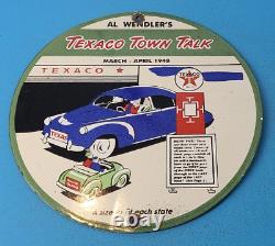 Enseigne de pompe à essence en porcelaine Vintage Texaco Gasoline Town Talk Gas Service Station Petro