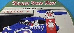 Enseigne de pompe à essence en porcelaine Vintage Texaco Gasoline Town Talk Gas Service Station Petro