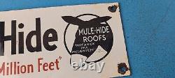 Enseigne de pompe de station-service au gaz et à l'huile en porcelaine Vintage 'Vintage Mule Hide Roofs Porcelain Donkey Gas Oil Service Station Pump Sign'