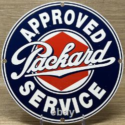 Enseigne de service en porcelaine Packard vintage pour station-service, pompe à essence et concessionnaire d'huile moteur.