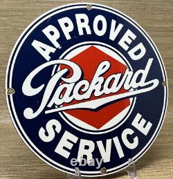 Enseigne de service en porcelaine Packard vintage pour station-service, pompe à essence et concessionnaire d'huile moteur.
