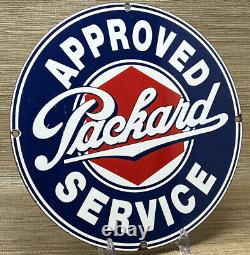 Enseigne de service en porcelaine Vintage Packard pour station-service, pompe à essence et concessionnaire d'huile moteur