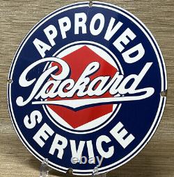 Enseigne de service en porcelaine Vintage Packard pour station-service, pompe à essence et concessionnaire d'huile moteur