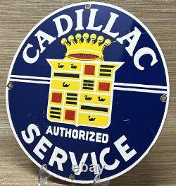Enseigne de service en porcelaine vintage pour Cadillac, station-service, pompe à essence, concessionnaire d'huile moteur.