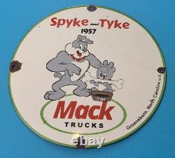 Enseigne de station-service Vintage Mack Trucks Porcelain Bulldogs Diesel Gaz Pompe 12