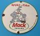 Enseigne De Station-service Vintage Mack Trucks Porcelain Bulldogs Diesel Gaz Pompe 12