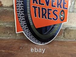 Enseigne de station-service en métal et porcelaine Vintage Revere Tire Service pour pneus de voiture 12 X 8