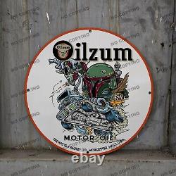 Enseigne de station-service en porcelaine Vintage Oilzum Motor Oil pour pompe à essence Man Cave 12'