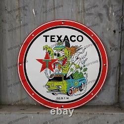 Enseigne de station-service en porcelaine Vintage Texaco Motor Oil pour pompe à essence pour homme 12' cave