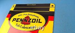 Enseigne de station-service en porcelaine métallique de Pennzoil Motor Oils vintage