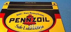 Enseigne de station-service en porcelaine métallique de Pennzoil Motor Oils vintage