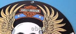 Enseigne de station-service en porcelaine pour moto Harley Davidson vintage