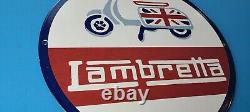 Enseigne de station-service en porcelaine pour scooters Lambretta vintage et concessionnaire Vespa
