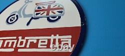 Enseigne de station-service en porcelaine pour scooters Lambretta vintage et concessionnaire Vespa