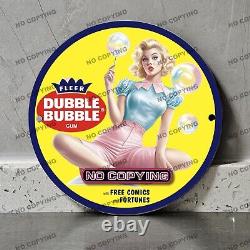 Enseigne en porcelaine Vintage Bubble Yum Chewing-Gum avec Pin-up pour station-service d'huile et de gaz