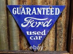 Enseigne en porcelaine Vintage Ford Utilisé Concessionnaire de voitures d'occasion Camion Station-service Triangle Gaz