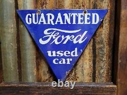 Enseigne en porcelaine Vintage Ford Utilisé Concessionnaire de voitures d'occasion Camion Station-service Triangle Gaz