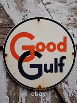 Enseigne en porcelaine Vintage Good Gulf pour station-service de pompe à essence garage shop