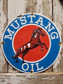 Enseigne en porcelaine Vintage Mustang pour station-service, garage de réparation cheval rond.