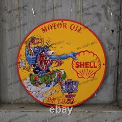 Enseigne en porcelaine Vintage Super Shell pour station-service de pompe à essence d'huile moteur aux États-Unis 8'