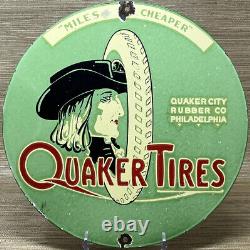 Enseigne en porcelaine des pneus Vintage Quaker pour station-service, pompe à essence et service d'huile moteur