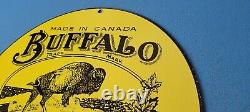 Enseigne en porcelaine très lourde de la station-service Vintage Buffalo Gasoline