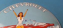 Enseigne en porcelaine vintage Chevrolet pour station-service de vente et de service d'automobiles