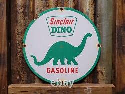 Enseigne en porcelaine vintage Sinclair Dino pour station-service de moteur et lubrifiants