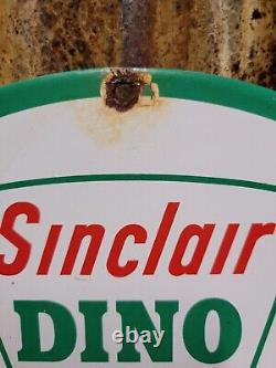Enseigne en porcelaine vintage Sinclair Dino pour station-service de moteur et lubrifiants