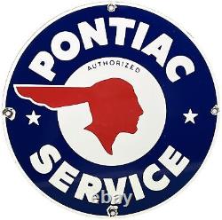 Enseigne en porcelaine vintage du concessionnaire Pontiac - Station-service - Huile moteur automobile