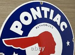 Enseigne en porcelaine vintage du concessionnaire Pontiac - Station-service - Huile moteur automobile
