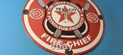 Enseigne vintage en porcelaine de la station-service Petro Pump Fire-chief de Texaco Gasoline