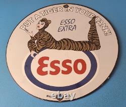 Enseigne vintage en porcelaine de tigre Esso Gasoline pour station-service de carburant pour automobiles