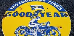 Goodyear Motorcycle Porcelain Gas Oil Pneus Station Service Vintage Style Du Panneau